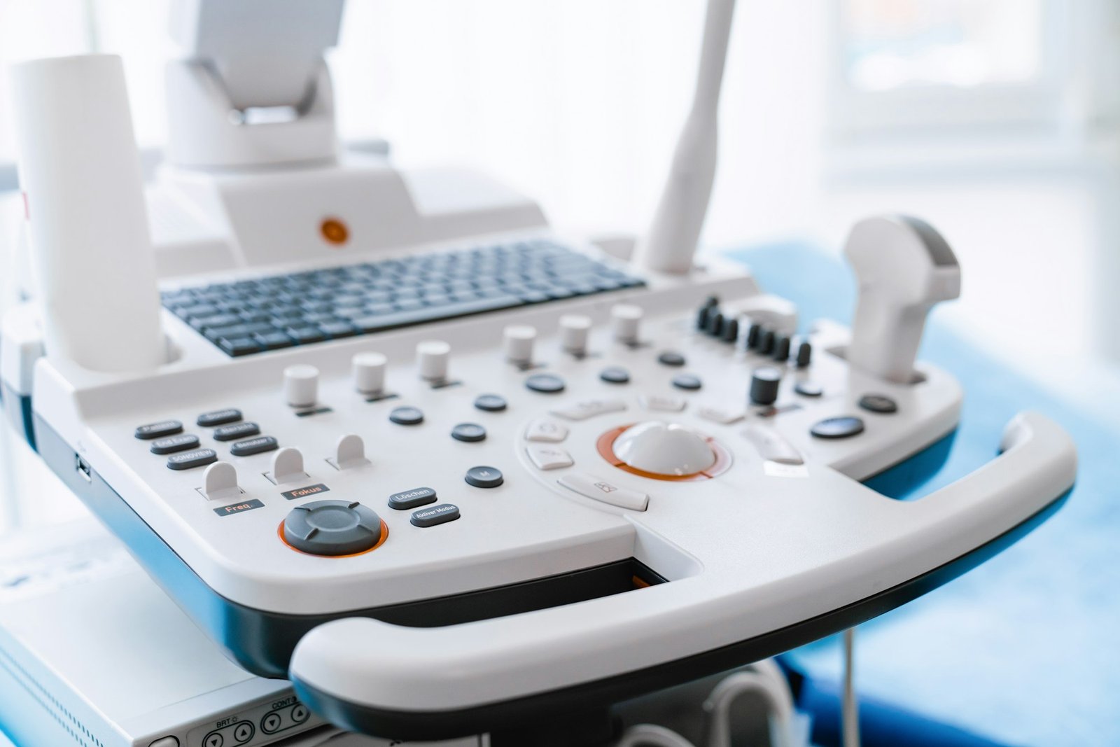 Close up ultrasound machine, medical equipment concept